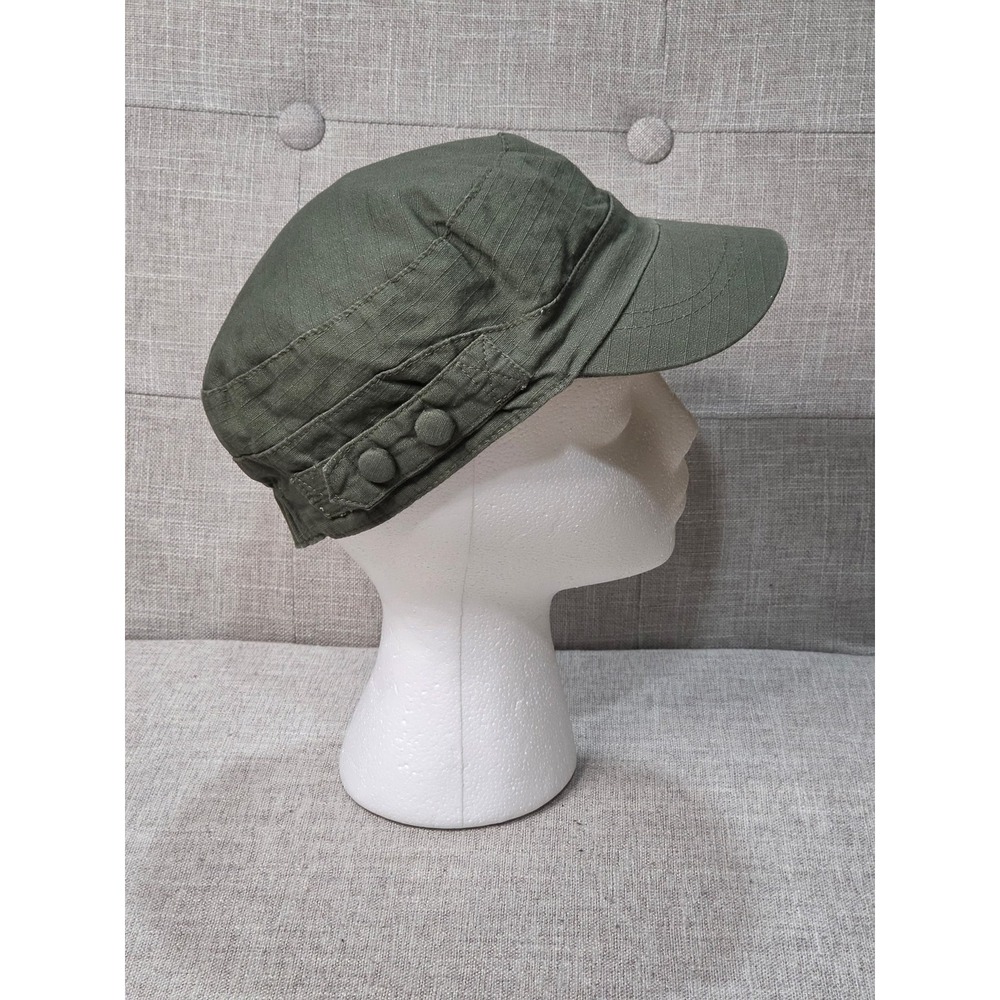 Olive Green Ripstop Cadet Hat Military Style Cap Floral Lining Elastic Back